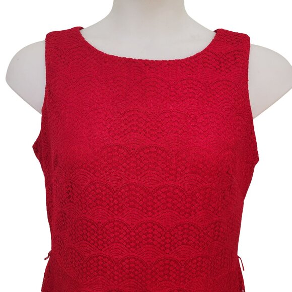 Danny Nicole 14 Red Lace Sleeveless Dress Formal Christmas Holiday Modest - Picture 4 of 7